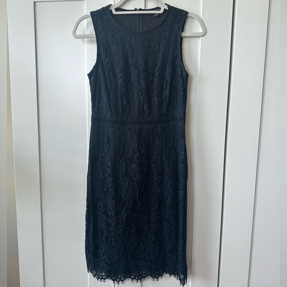 Navy Blue Lace Sheath Dress - Size 0